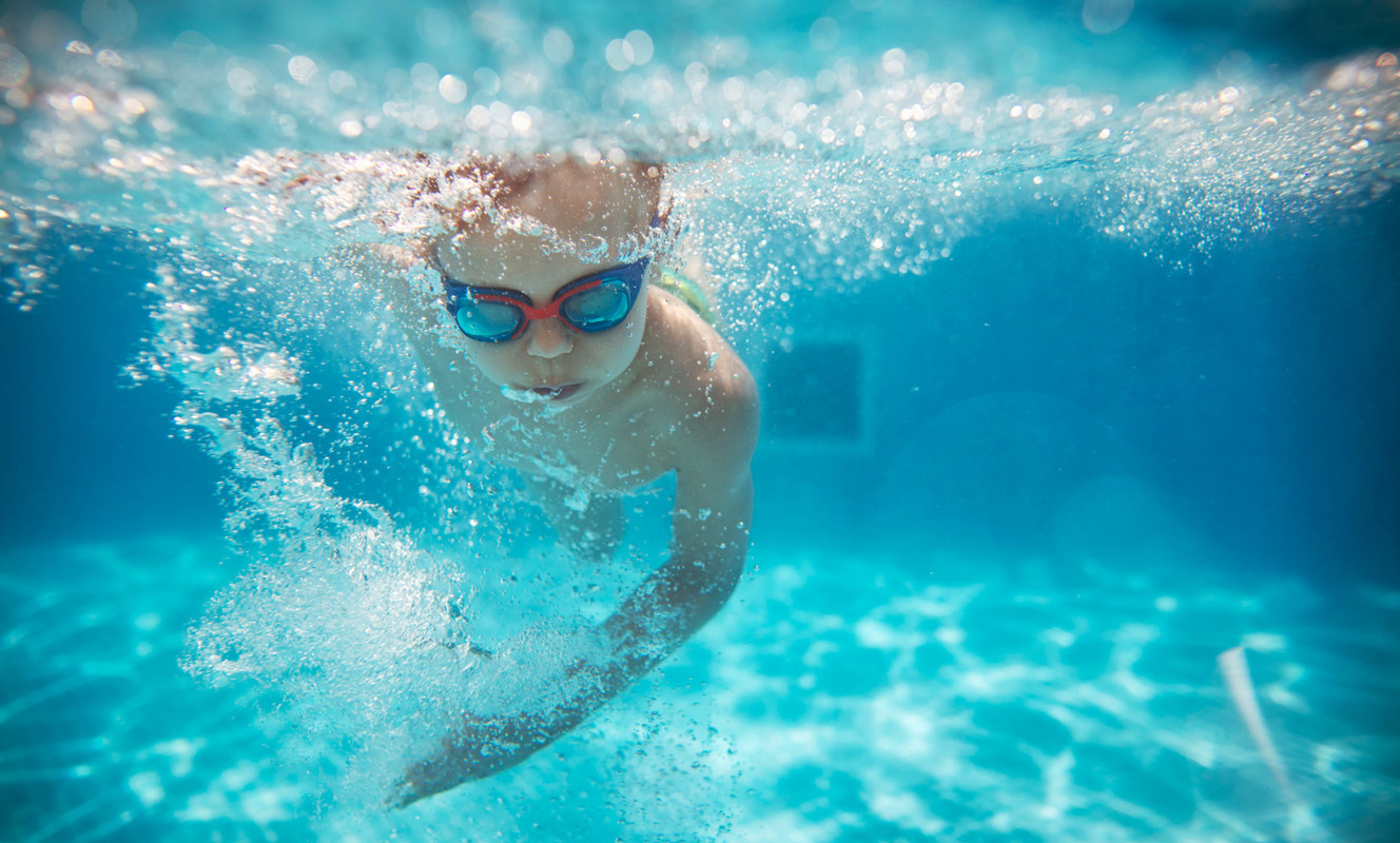 Finlake Boy Swimming In Pool