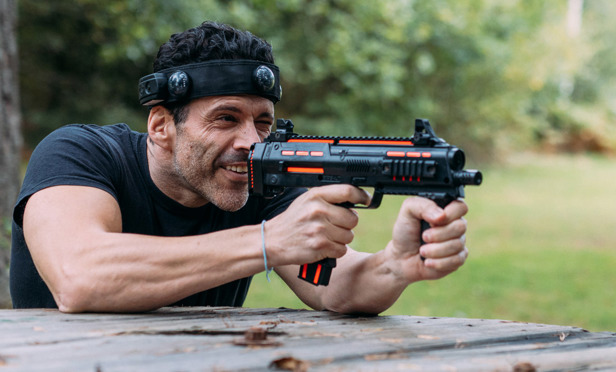 Finlake Man Playing Lazer Tag Aiming