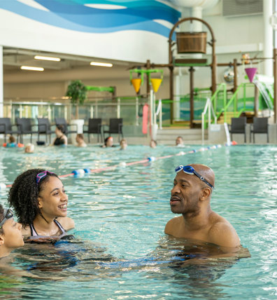 Family swimming at Finlake indoor swimming pool